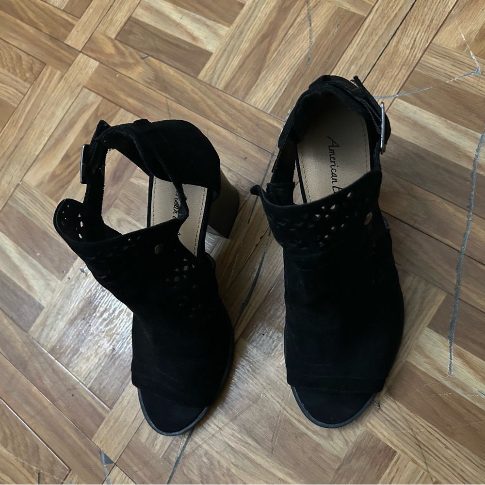 American Eagle by Payless Black Cut-Out Heeled Boots